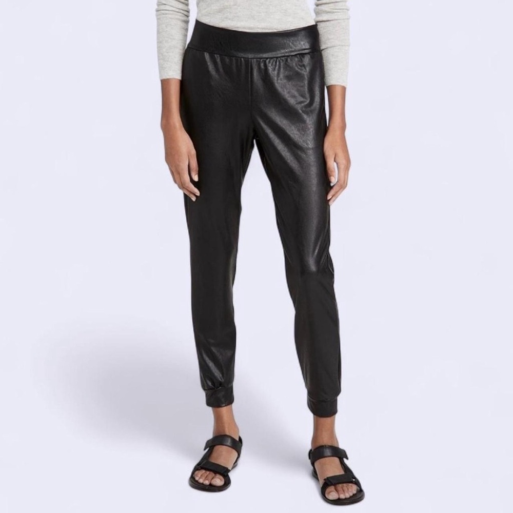 Commando Black faux leather joggers